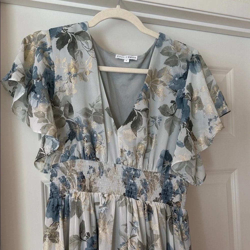 Baltic Born Blue and Gold Floral Maxi Dress - Picture 3 of 4